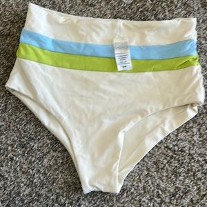 L Space Womens Portia Striped High Waist Swim Bottom Separates Ivory